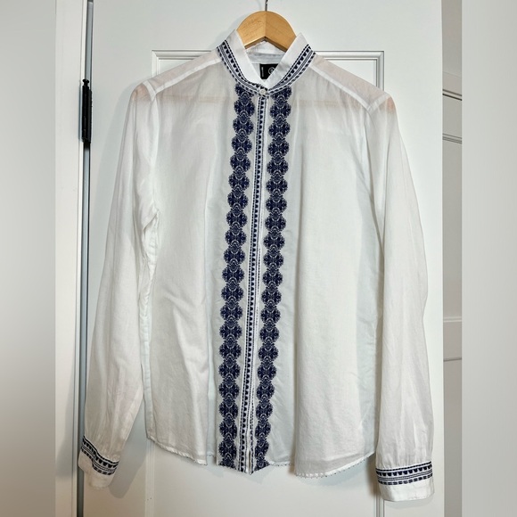 Bogner Mock Neck Button Down Top (Small) - Picture 1 of 4